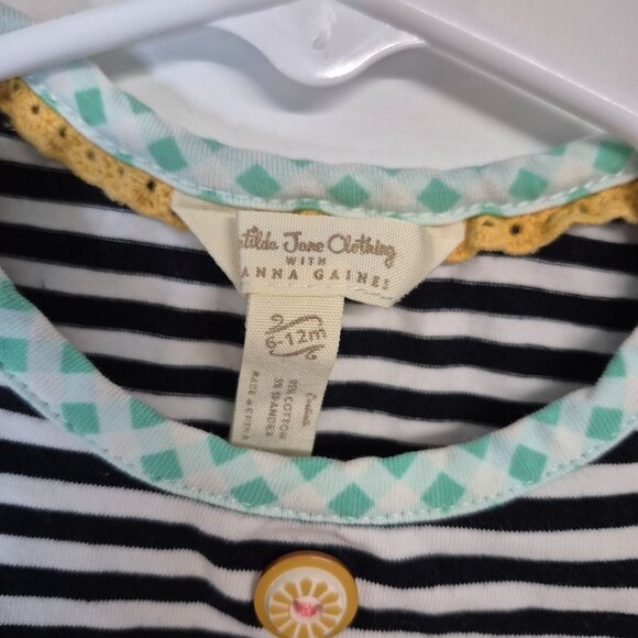 Matilda Jane Striped Floral Dress With Polka Dot Pockets & Button Accents 12M - Picture 4 of 6